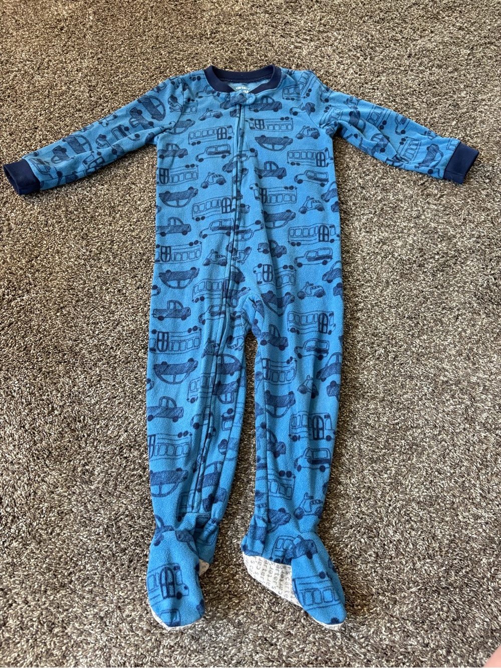 Carter's Blue Vehicle-Print Footed Pajamas